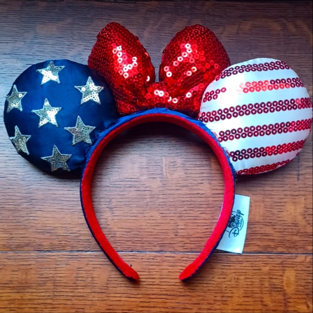 Red white& blue Sequenced minnie mouse headband